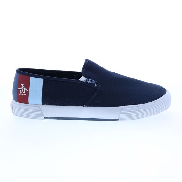 Original Penguin Mens Petey Stripe Slip On Blue Shoes (NWT) - Picture 1 of 7